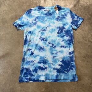 Pink VS Shirt Womens Size Small Tie Dye Blue White Short Sleeve Tee‎ Splatter